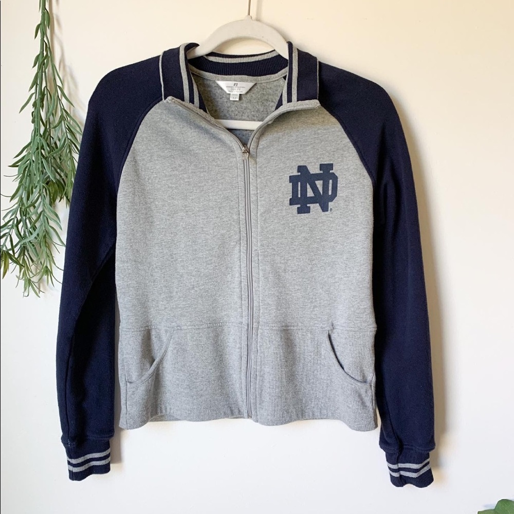 Slim Fit Zip Up Notre Dame Sweater